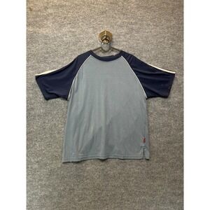 FP Design T-Shirt Men's Gray Navy Blue Raglan Sleeve Classic Streetwear - Medium
